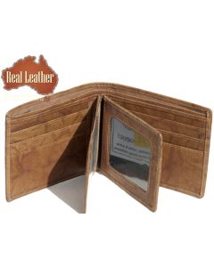Real Leather double bifold wallet with 2 id windows
